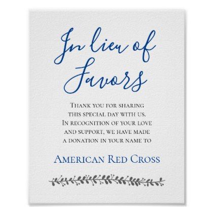 "In Lieu of Favors" note with Charity information.