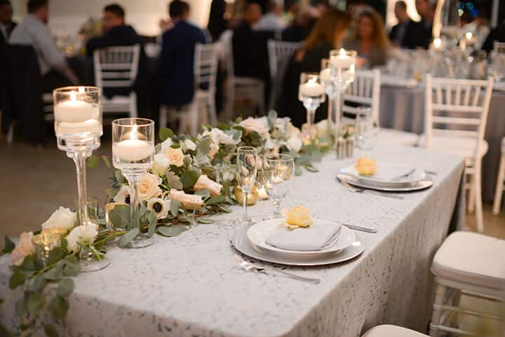 Fine dining experience at a Harbor View Loft wedding reception